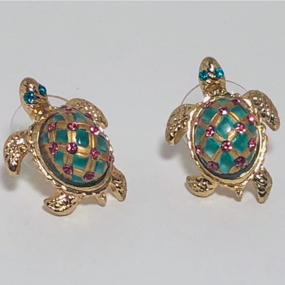 New Betsey Johnson Turtle Stud Earrings - Picture 9 of 16